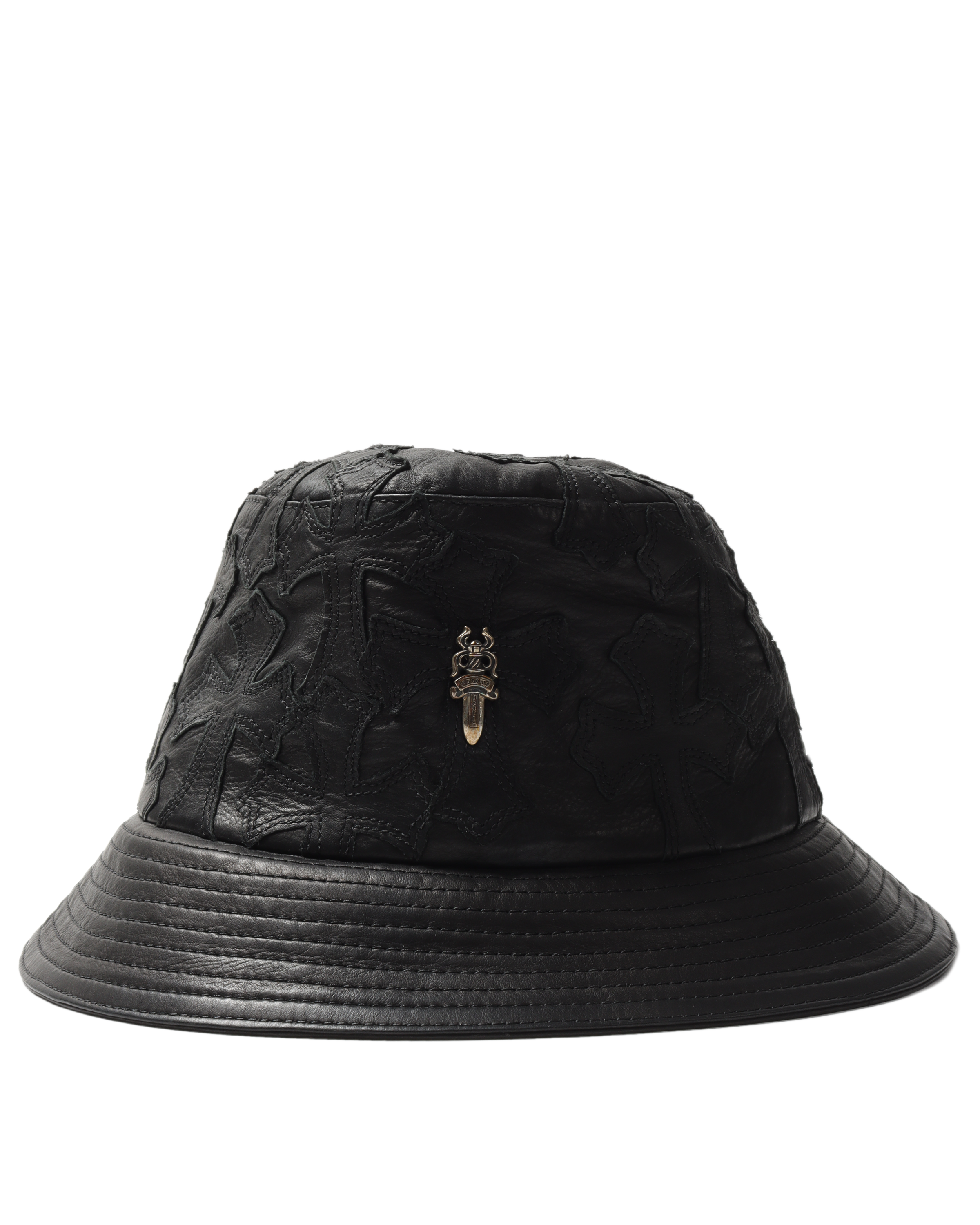 Leather Cross Patch Bucket Hat