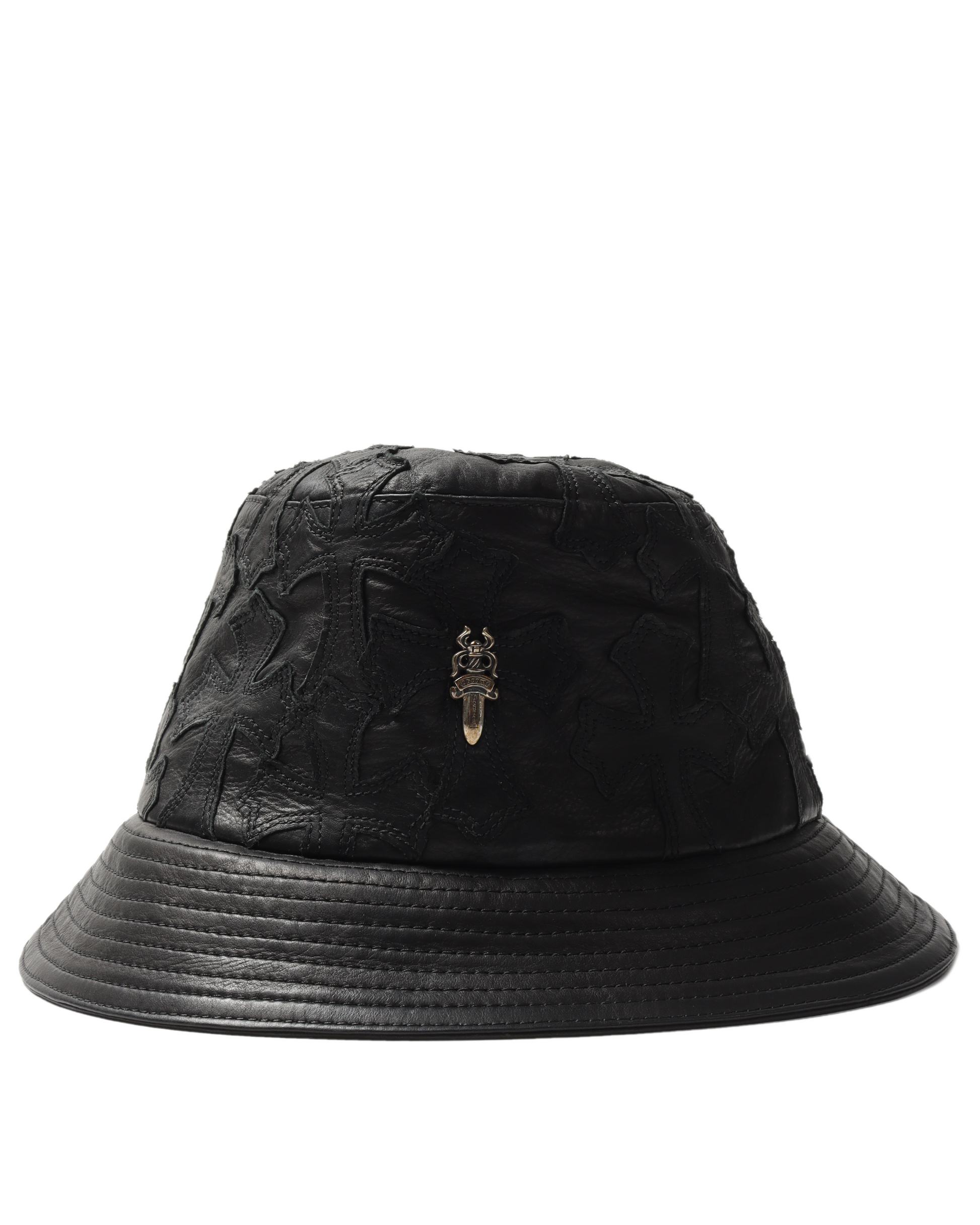 CHROME YORK EMBLEM LEATHER BUCKET HAT