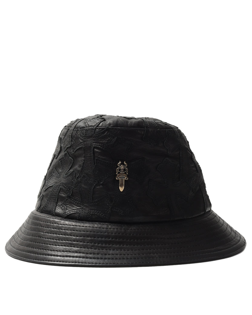 Chrome Hearts Cross Leather Patch Bucket Hat Black - US