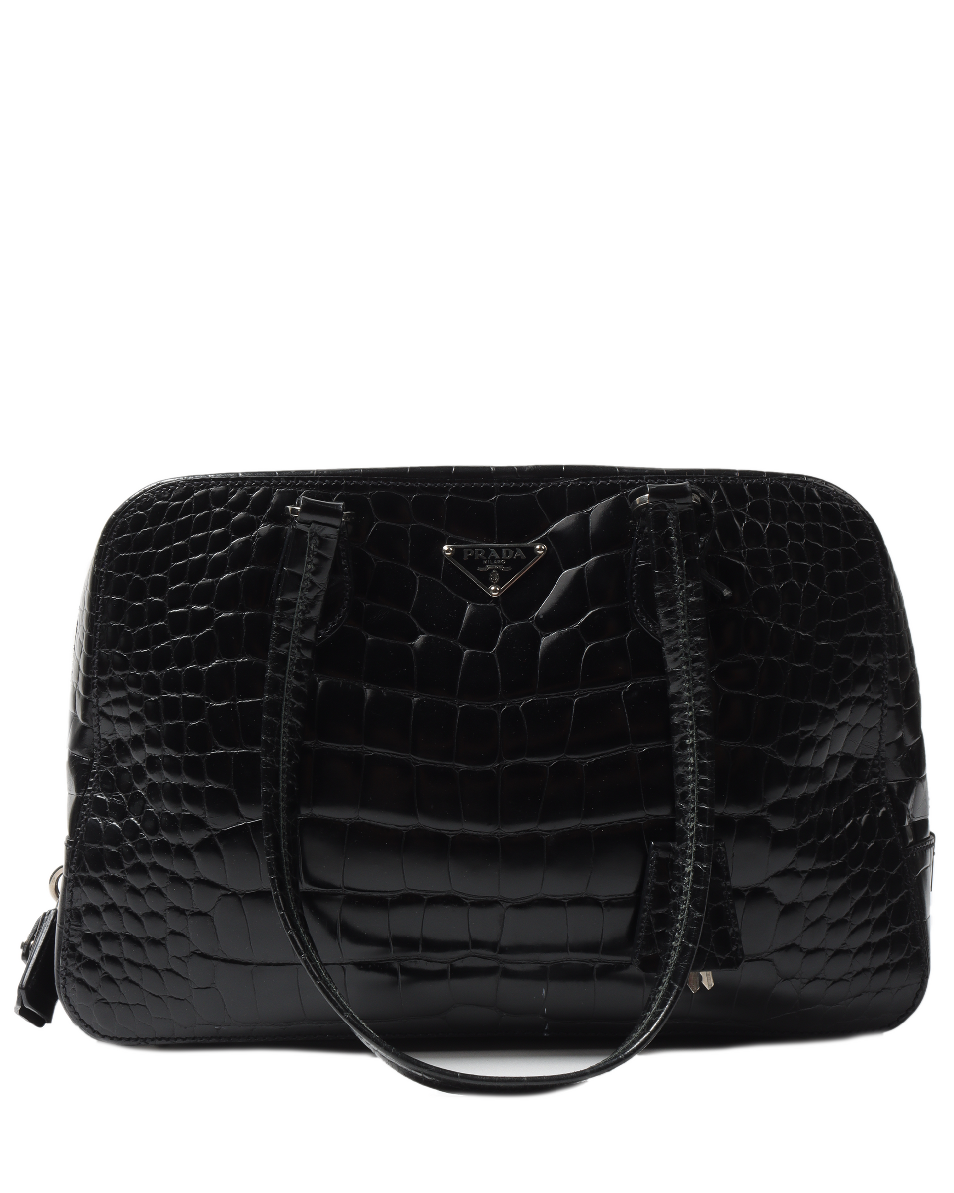 バッグ 1990s PRADA LLIC SHOULDER BAG Vintage 1990s 2000s PRADA Milano Nylon Leather Lizard Crocodile