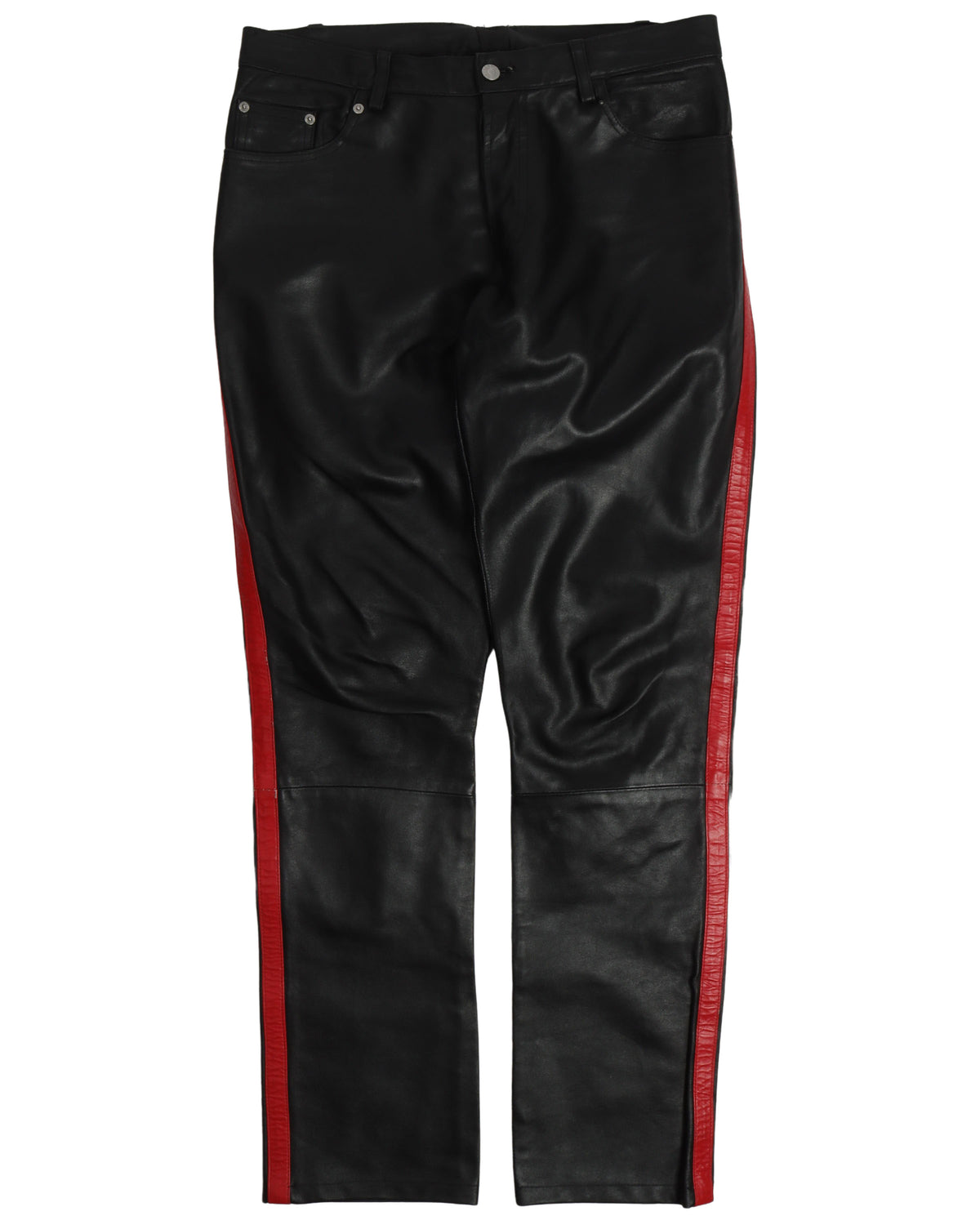 Side Stripe Leather Pants