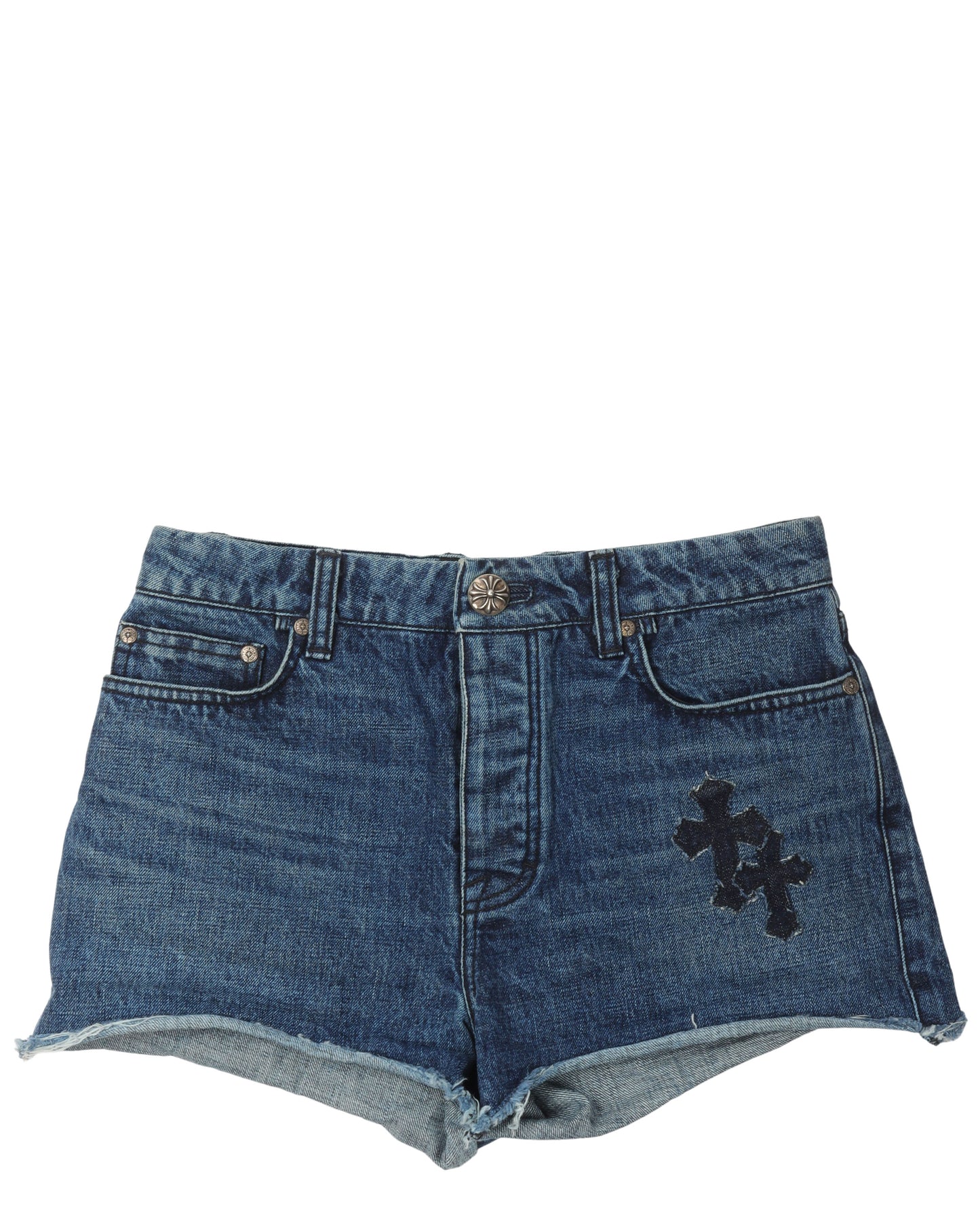 Cross Patch Denim Shorts