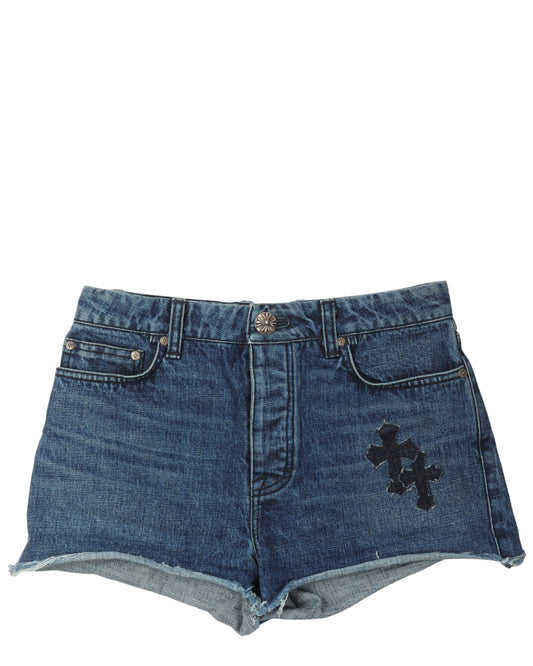 Cross Patch Denim Shorts