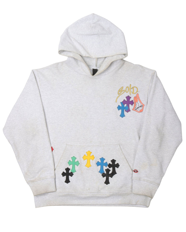 Multicolor Leather Cross Patch Hoodie