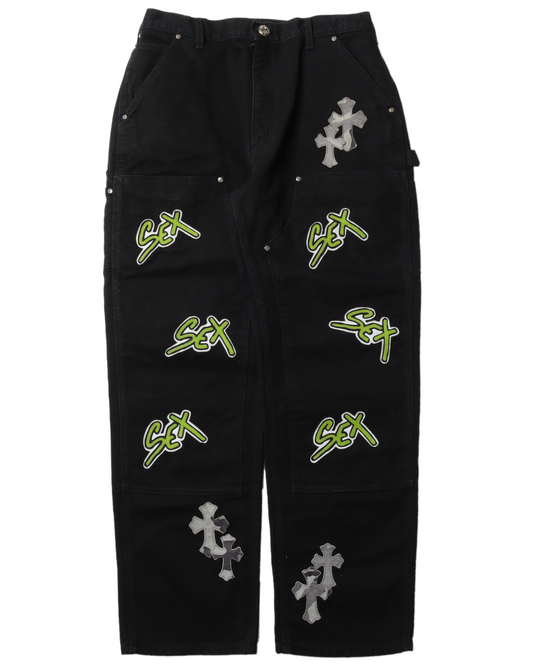 Sex Records Double Knee Cross Patch Carpenter Denim