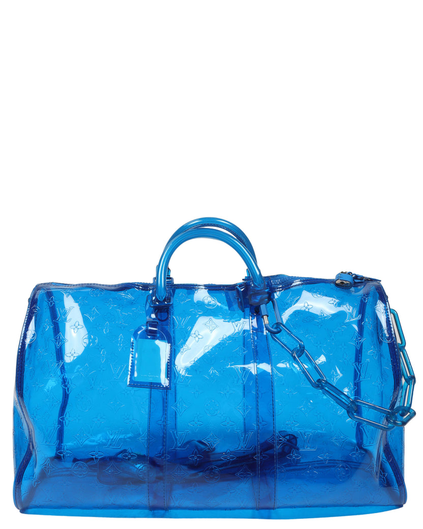 Louis Vuitton x Virgil Abloh Keepall Blue Monogram Bag PVC SS19 LIMITED  Edition