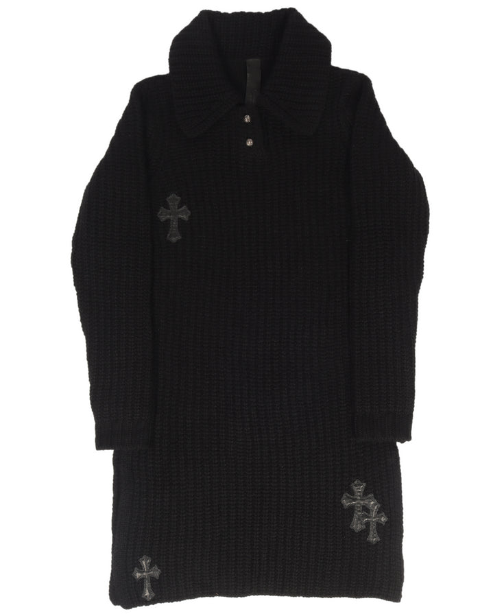 Cross Patch Cashmere Sweater-Dress