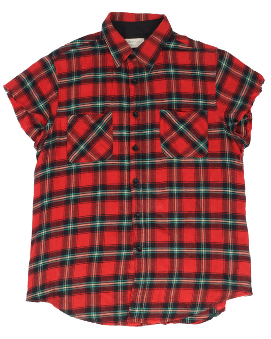 Cut Sleeve Flannel Shirt