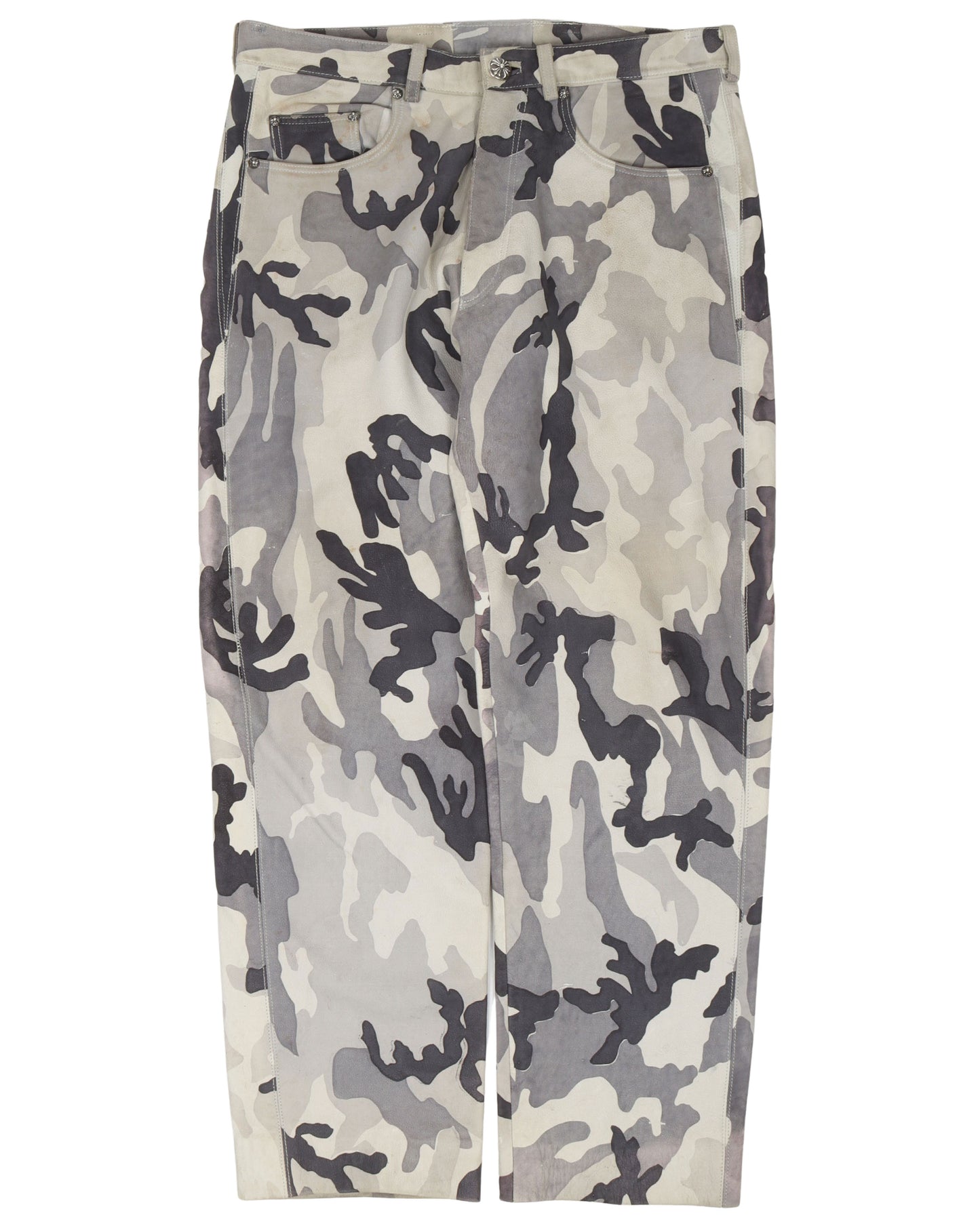 Snow Camouflage Leather Pants