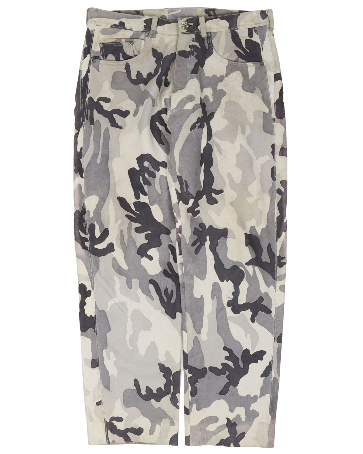 Snow Camouflage Leather Pants