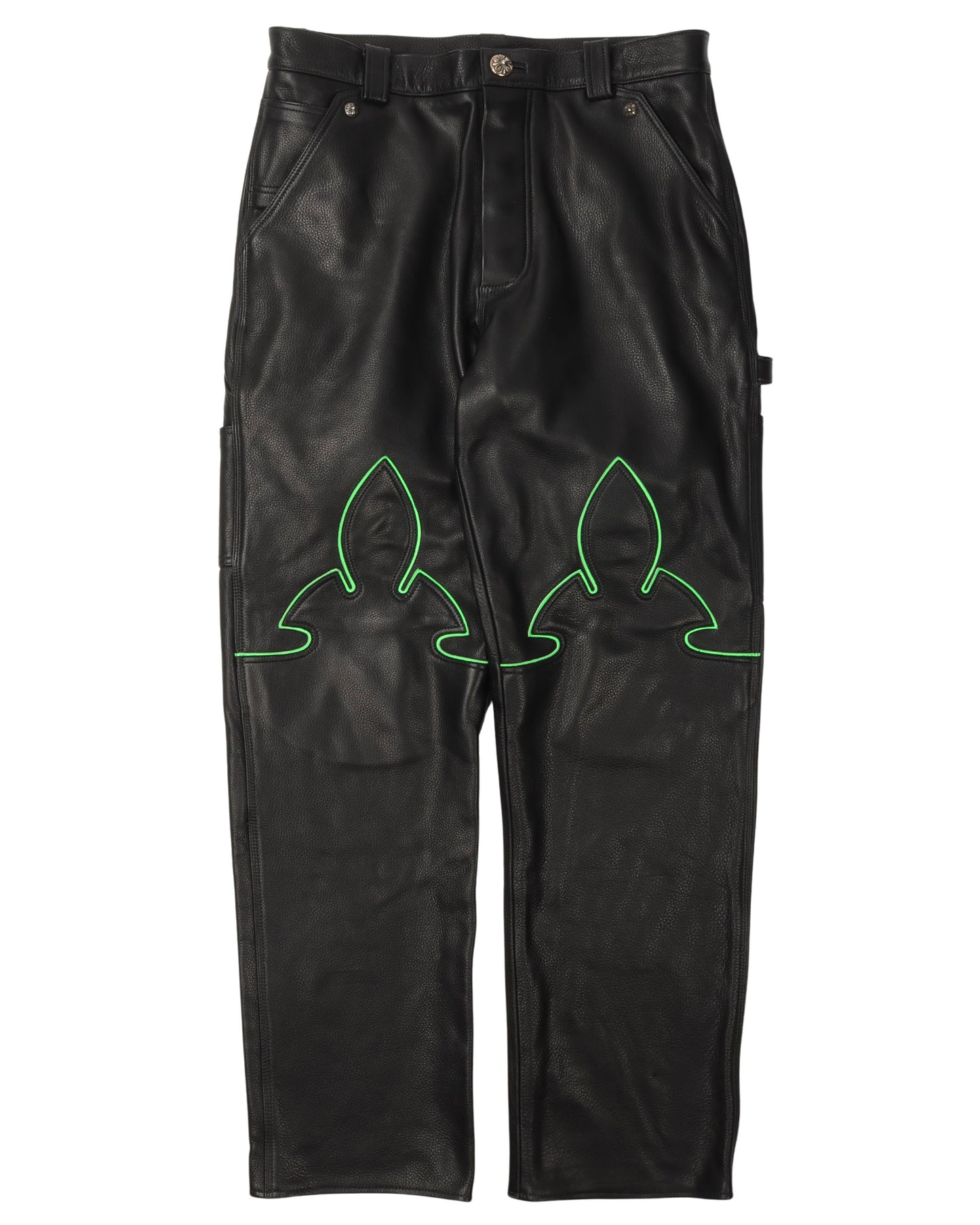 Leather Fleur Knee Pants