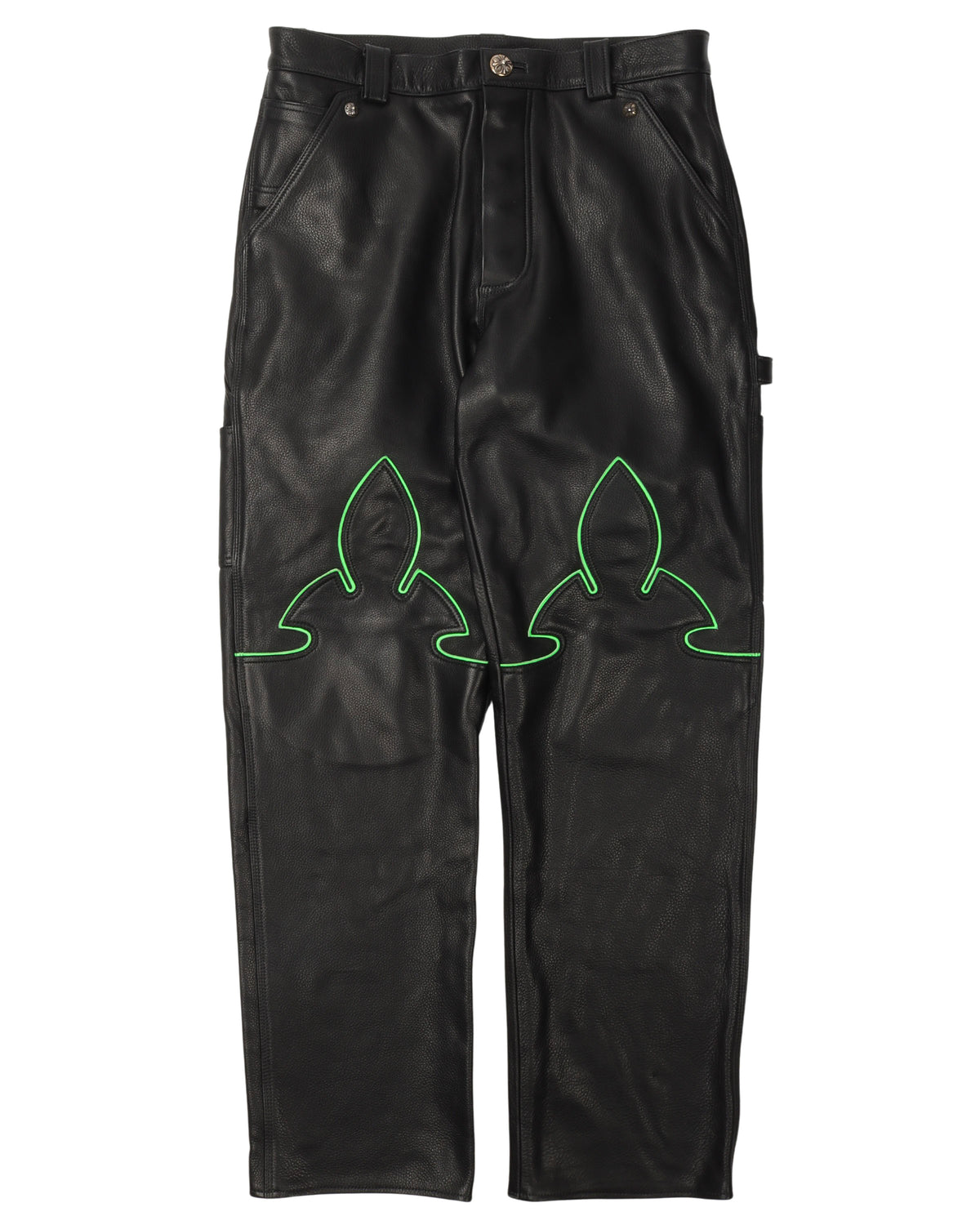 Leather Fleur Knee Pants