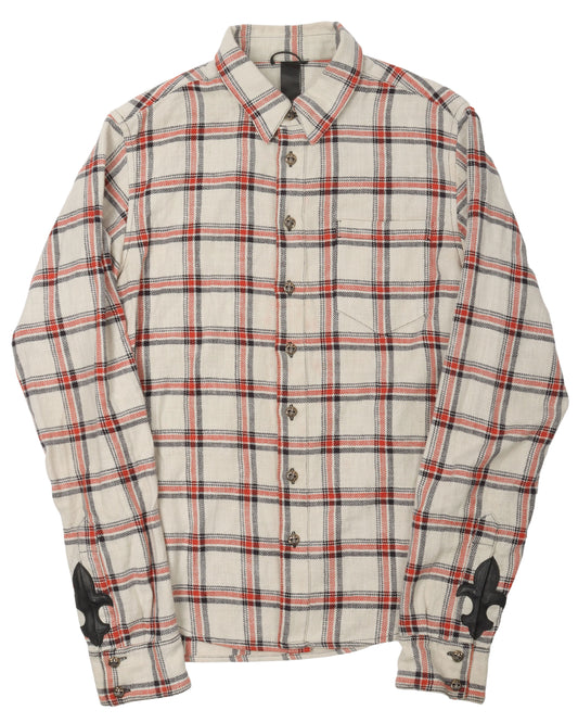 Fleur De Lis Cross Patch Flannel Shirt