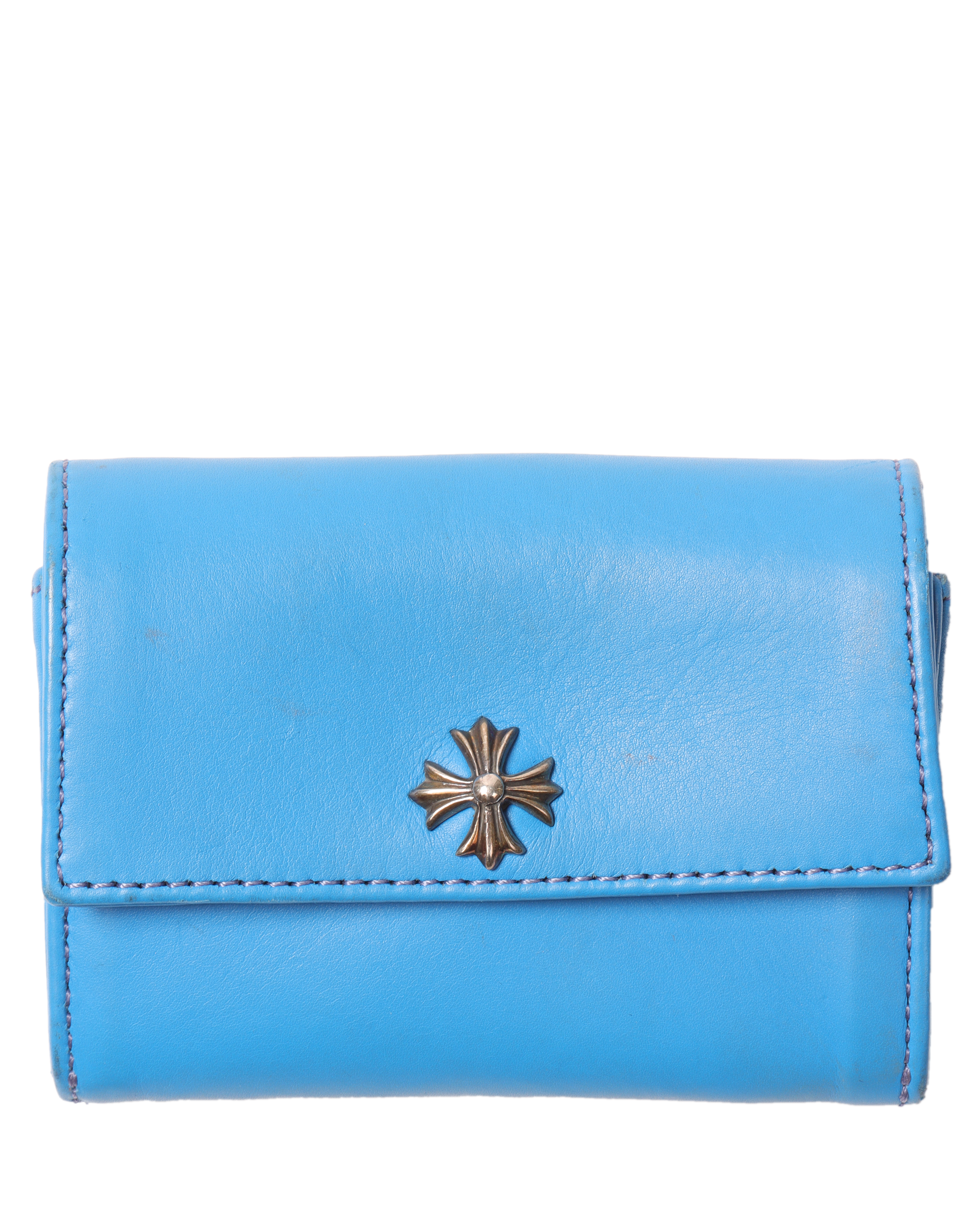 Leather Cross-Embellished Coin Pouch