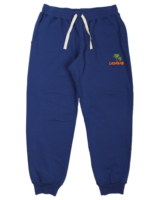Casaway Navy Embroidered Cotton Sweatpants