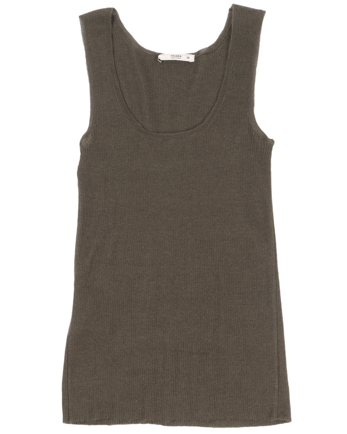AW06 Olive Scoop Neck Tank Top