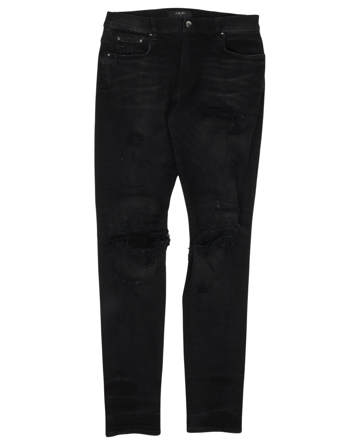Black Distressed Denim Jeans