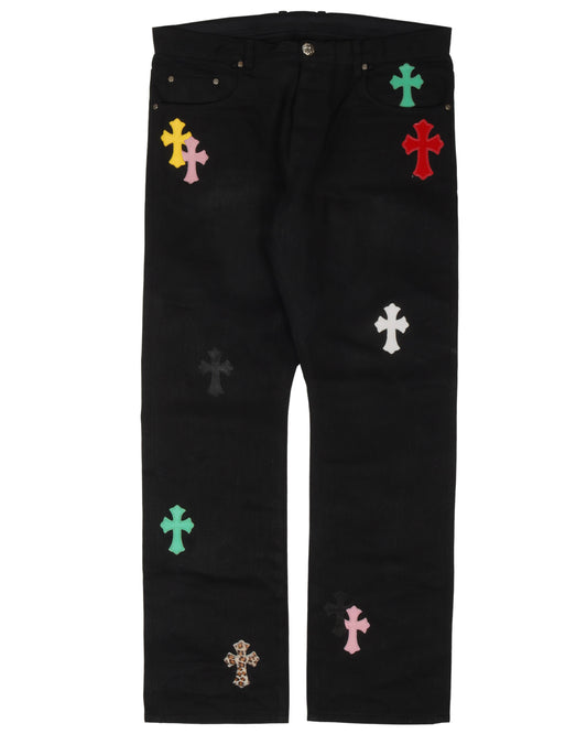 Multicolor Cross Patch Jeans