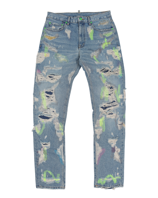 Denim Distressed Jeans Green