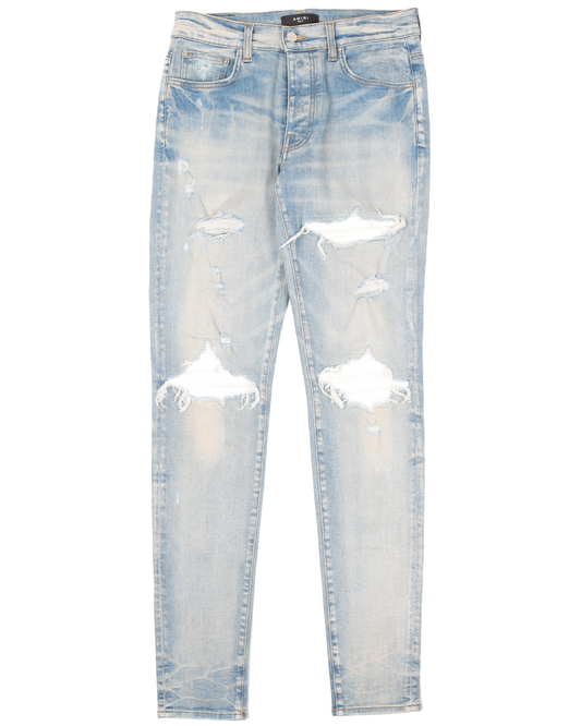 Distressed Wash Blue Jeans