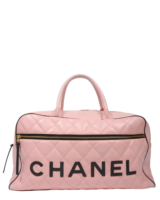 1995 Pink Quilted Leather Boston Duffle