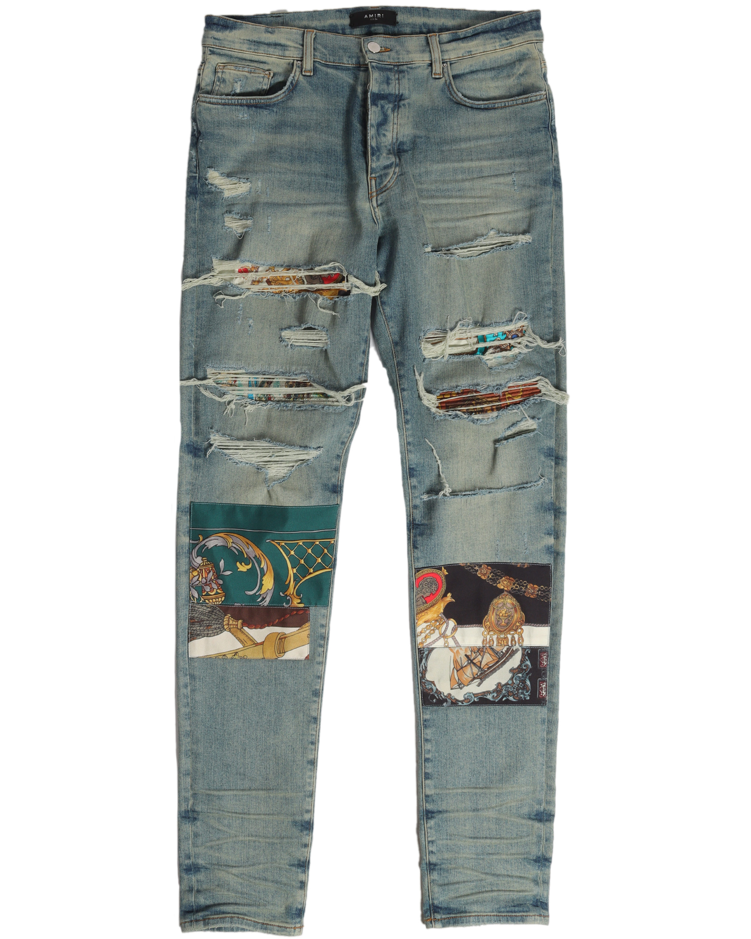 Distressed Patchwork Denim