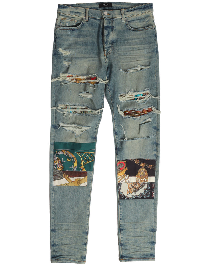 Distressed Patchwork Denim