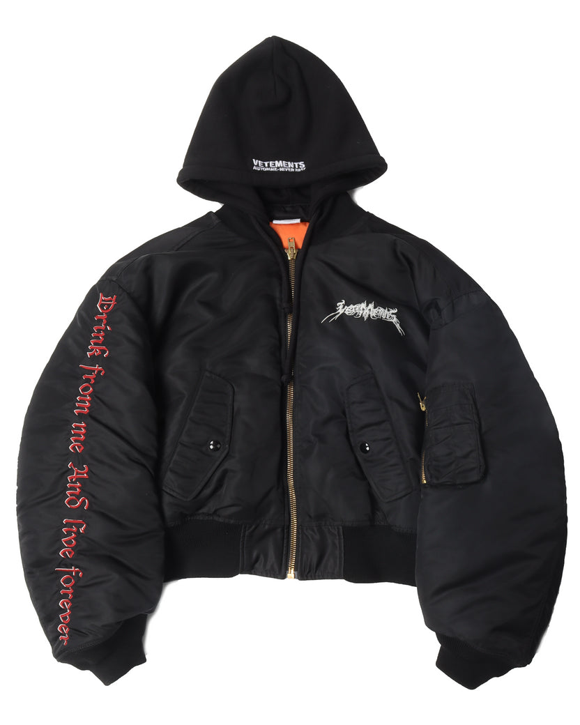 FW17 Total Fucking Darkness Cropped Bomber Jacket