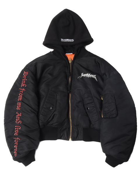 Vetements FW17 Total Fucking Darkness Cropped Bomber Jacket