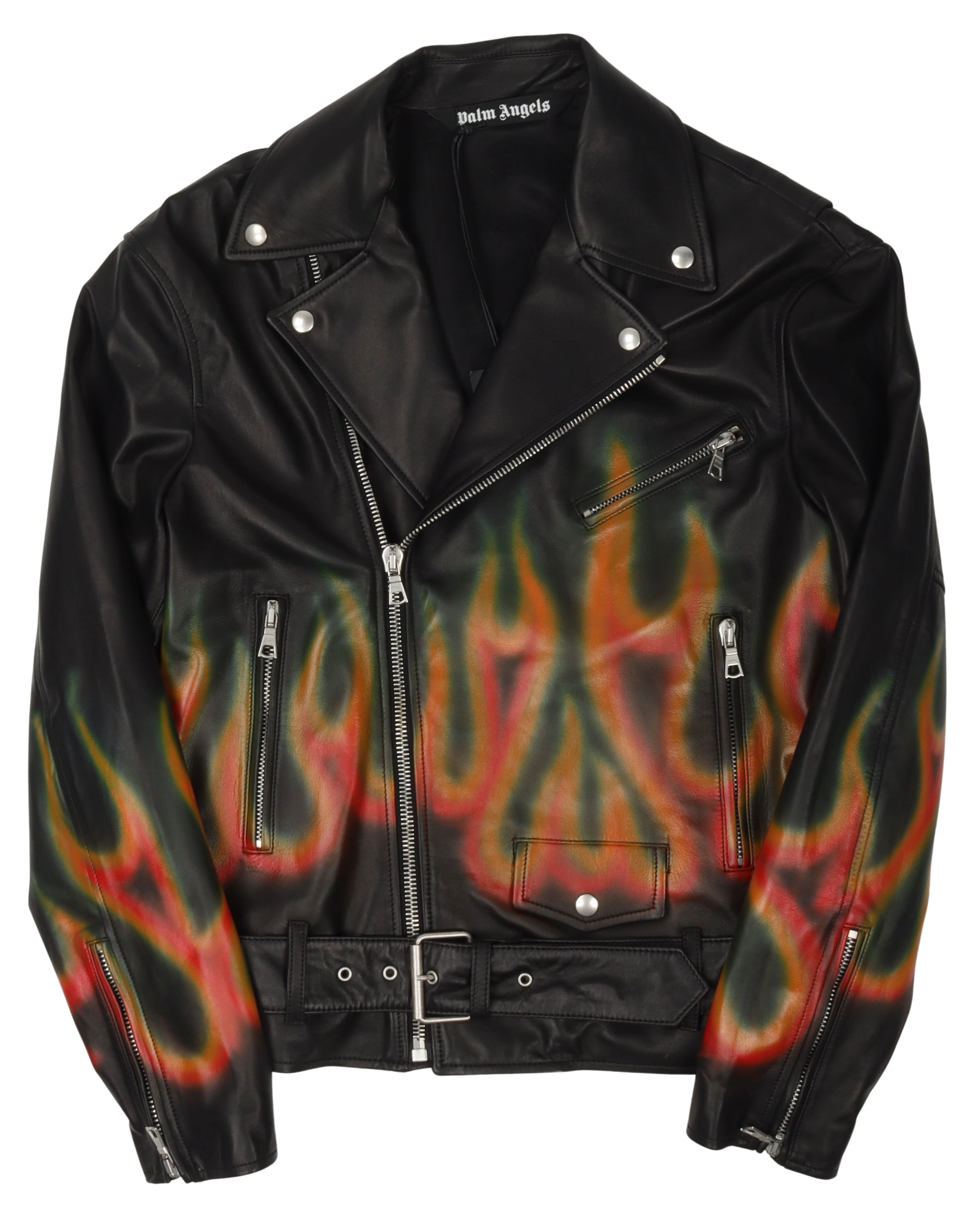 Palm Angels Leather Flames Jacket Justin Reed Palm Angels Leather Flames Jacket Justin Reed