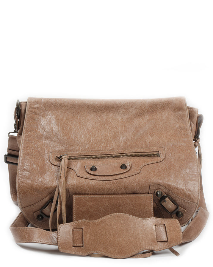 Flap-Closure Leather Bag