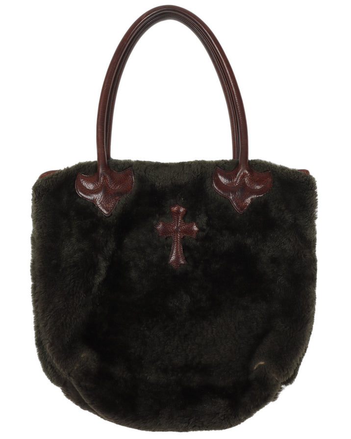 Fur & Leather Cross Patch Bag