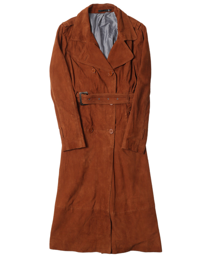 Belted Suede Leather Coat