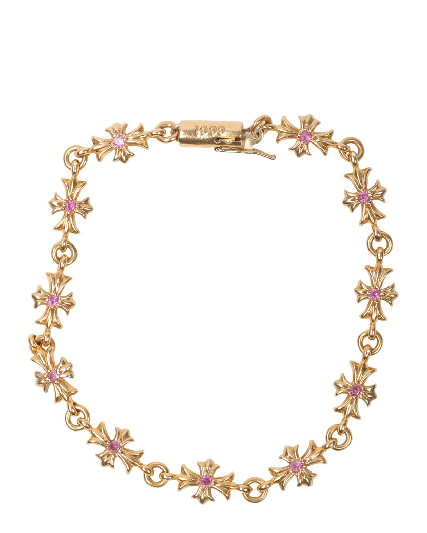 22k Gold & Pink Sapphire Cross Bracelet
