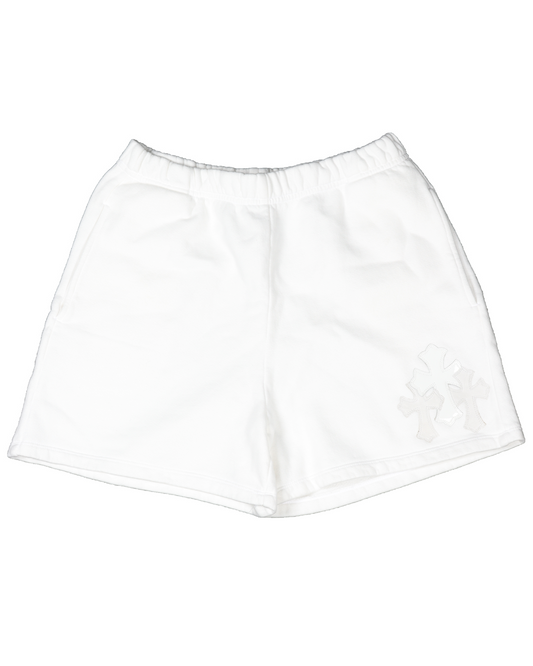 White Cross Sweat Shorts