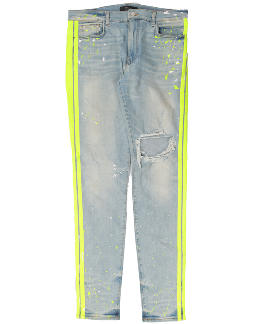 Distressed Track Denim