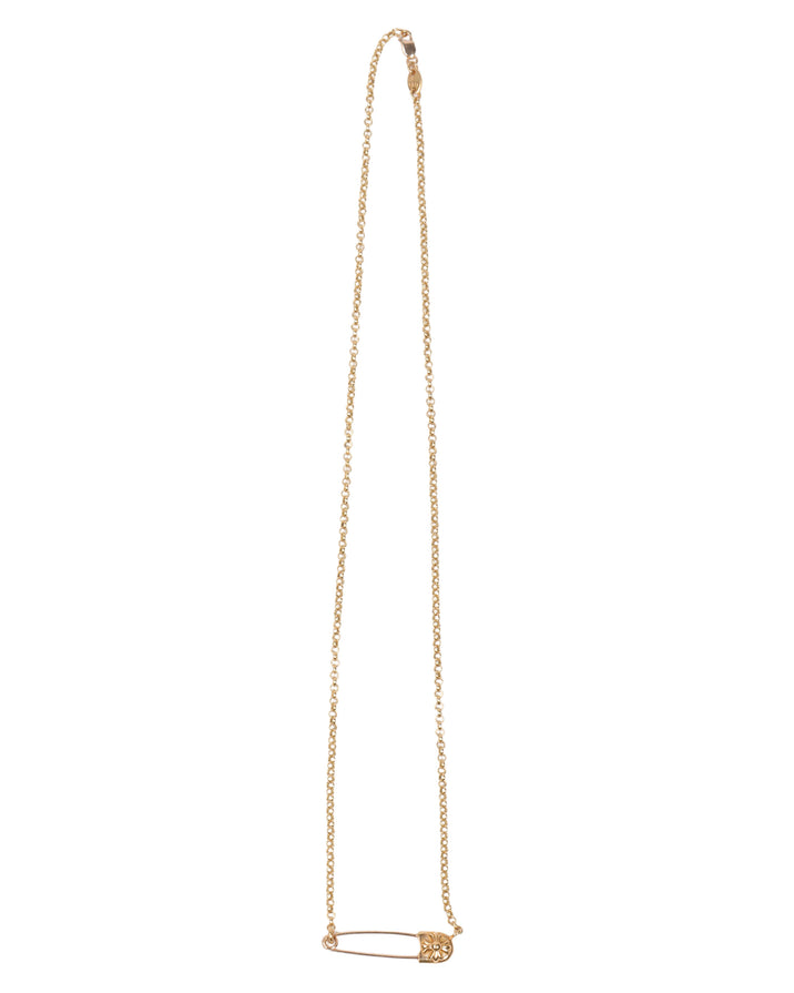 Gold 22k Safety Pin Necklace