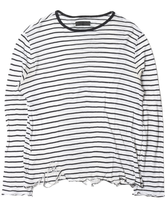 Distressed Striped Long Sleeve Shirt