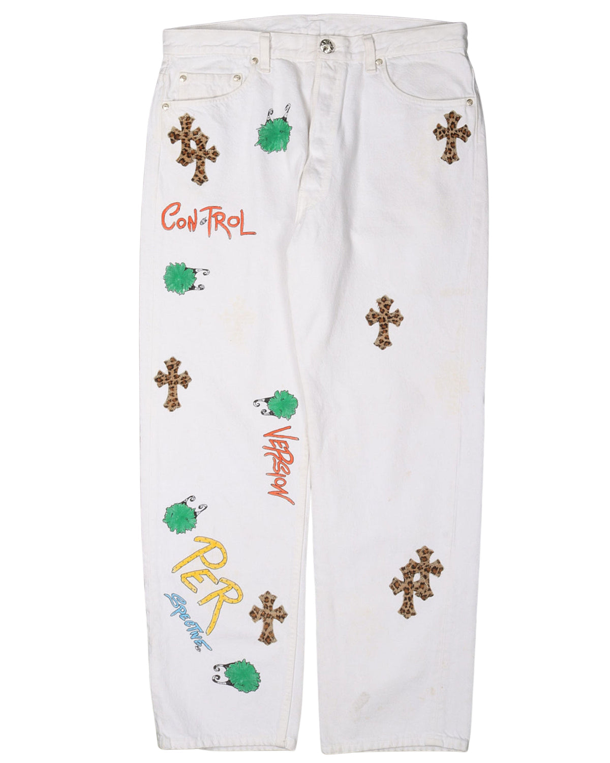Matty Boy Custom Painted Levi's Cross Patch Jeans
