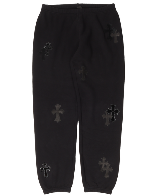 Black Sweat Pant With Black Crosses