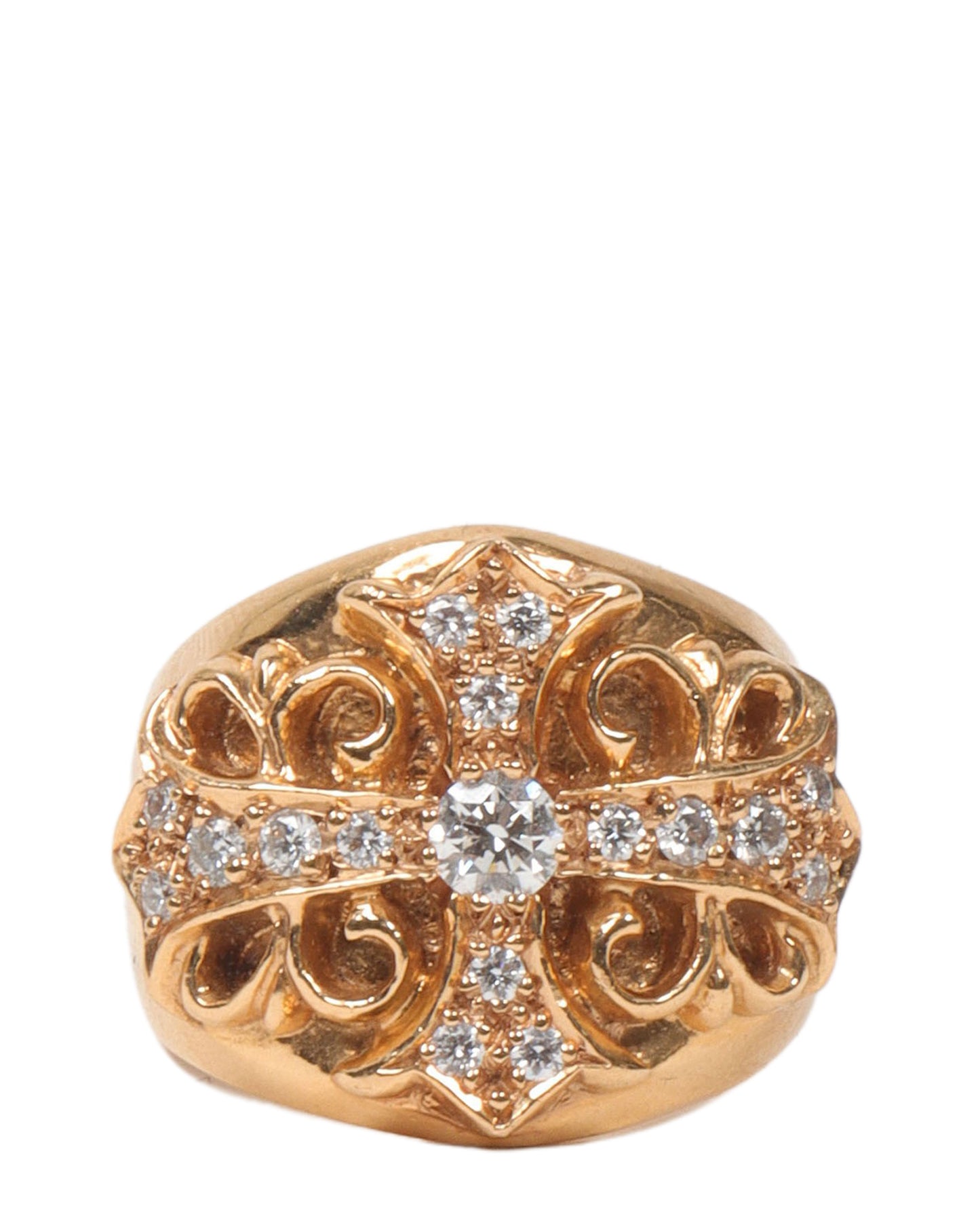 22k Gold Floral Diamond Ring