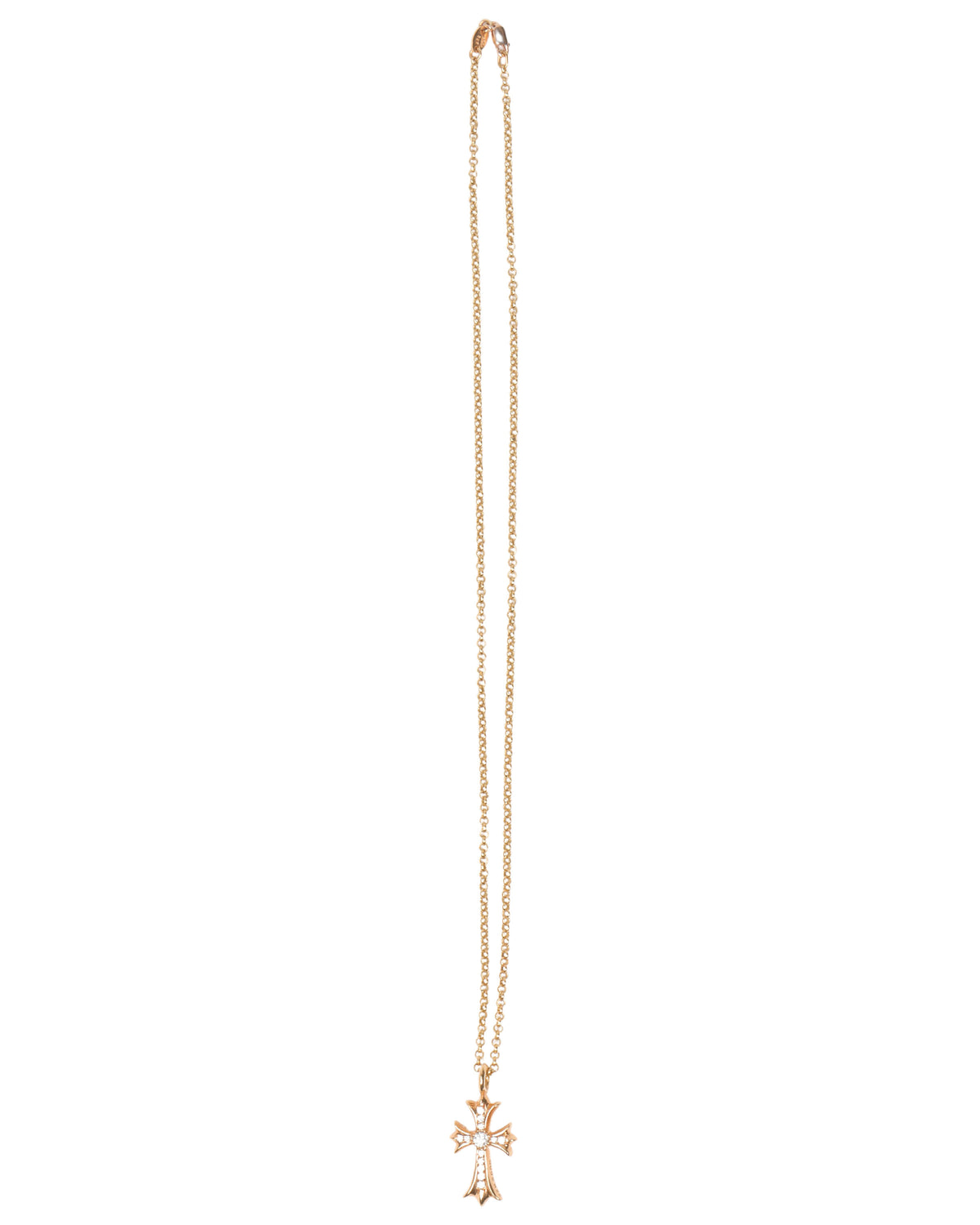 Gold Diamonds Cross with Chain Link