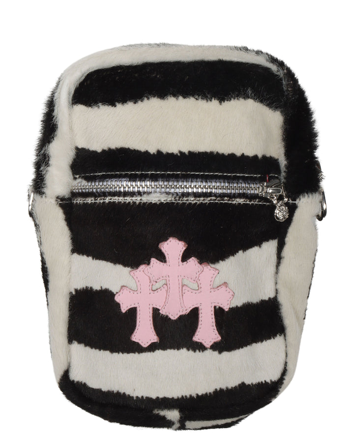 Zebra Phone Pouch Bag With Pink Crosses