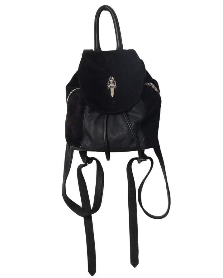 Leather & Suede Drawstring Bucket Backpack