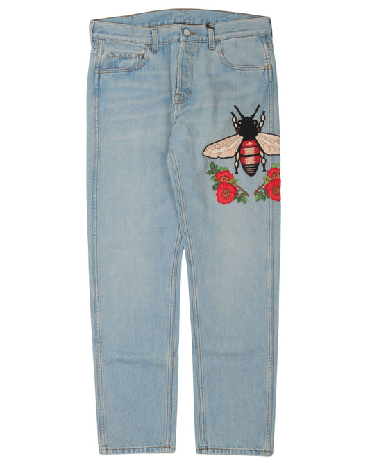 Light Wash Embroidered Jeans