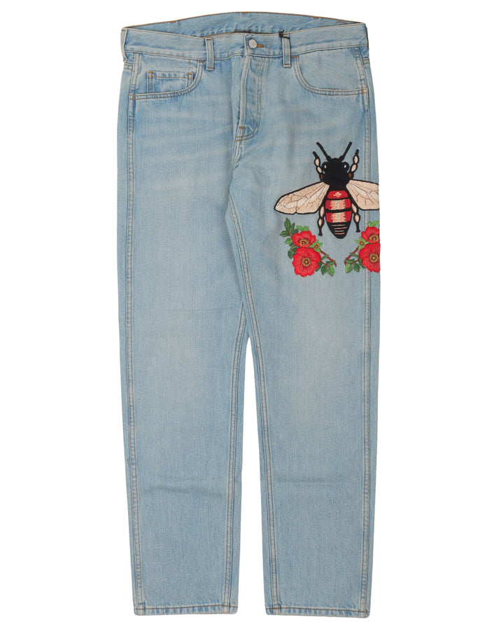 Light Wash Embroidered Jeans