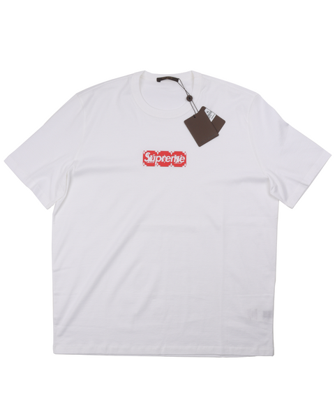 LOUIS VUITTON SUPREME Supreme box logo tops Short sleeve T-shirt cotton  White