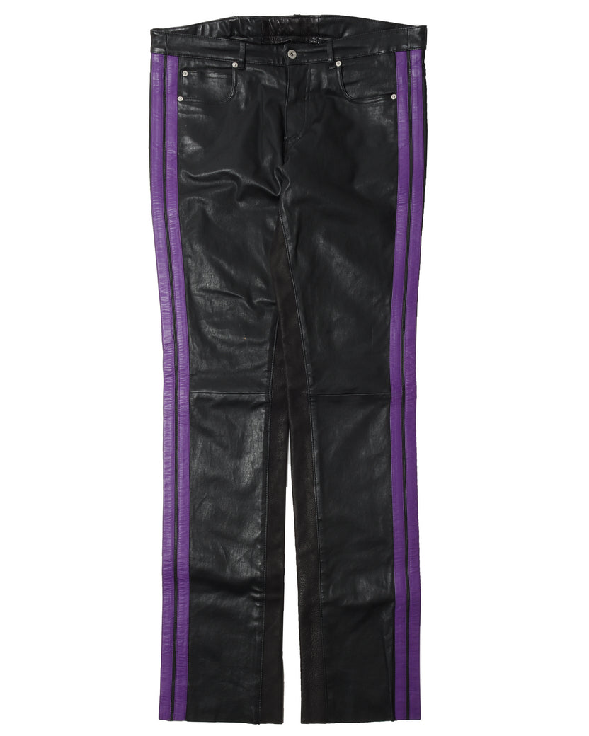 Sample Leather Purple Stripped Pants