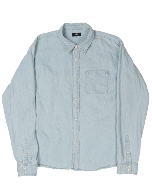 Flower Embroidery Denim Shirt