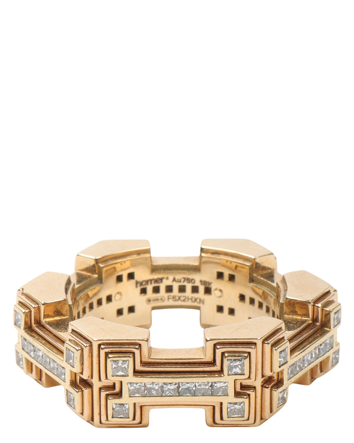 Frank Ocean 18k Gold H-Bone Ring with Diamonds